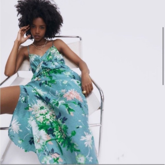 H&m Floral Turquoise Skirt - Picture 3 of 8